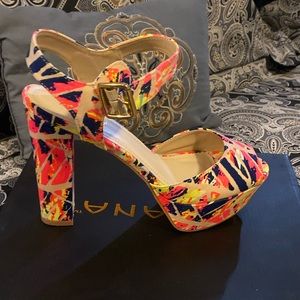 Colorful chunky heels